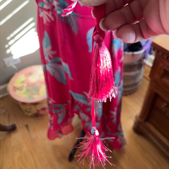 Women’s ~Tommy Bahama ~Hot Pink Tropical Maxi Dress with Teal Accents! 💕 - Picture 9 of 14